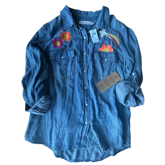 Billy T "Peace and Love" Denim Shirt NWT Medium - Picture 3 of 8
